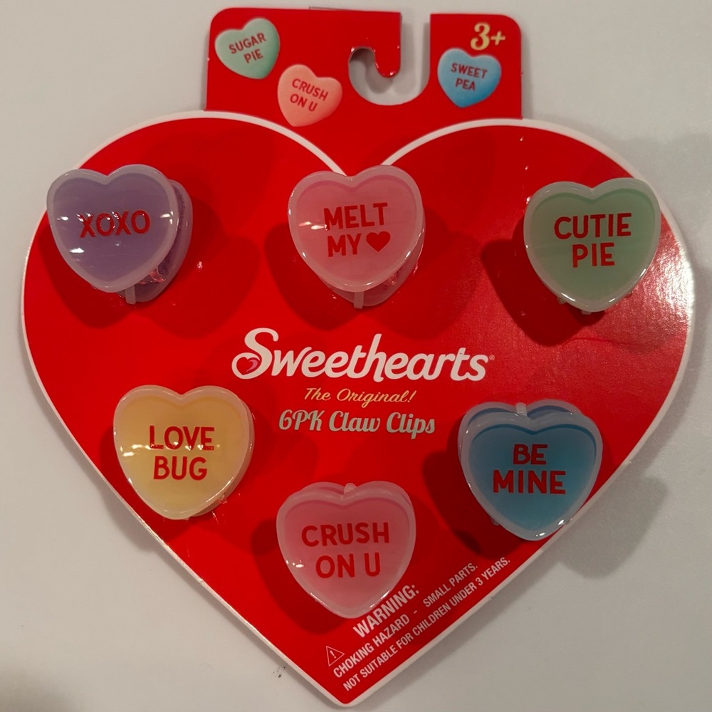 Sweetheart’s Conversation Hearts small hair claw clips set / NEW in packaging